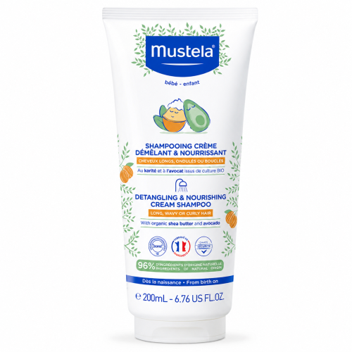 Mustela Champú Crema Desenredante y Nutritivo 200 ml – Cabello Suave, Nutrido y Fácil de Peinar