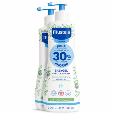 Mustela Duplo Babygel Baño de Espuma 2x750 ml – Edición Especial Ahorro Familiar