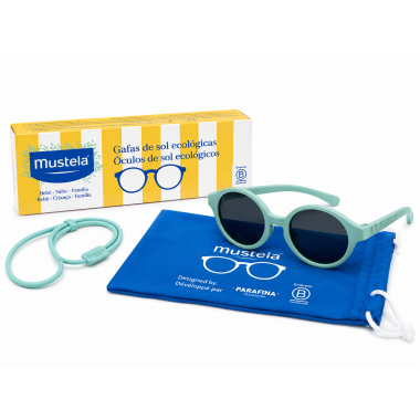 Gafas de Sol Mustela Polarizadas Ecológicas Redondas | Protección UV con cordón de sujeción, funda y pañito de limpieza