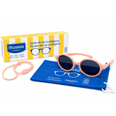 Gafas de Sol Mustela Polarizadas Ecológicas Redondas | Protección UV con cordón de sujeción, funda y pañito de limpieza