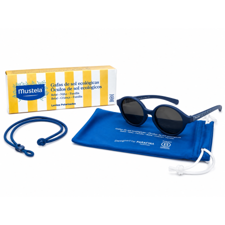 Gafas de Sol Mustela Polarizadas Ecológicas Redondas | Protección UV con cordón de sujeción, funda y pañito de limpieza