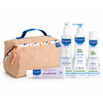 Neceser Mustela (Beige -Rosa) para Bebé – Set Completo con Hydra Bebé, Gel de Baño, Agua Refrescante y Crema Bálsamo