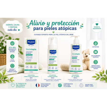 Pack Mustela Stelatopia | Alivio y protección para pieles atópicas desde el nacimiento