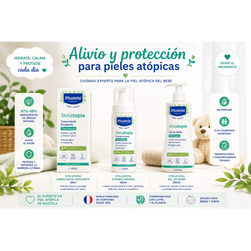Pack Mustela Stelatopia | Alivio y protección para pieles atópicas desde el nacimiento