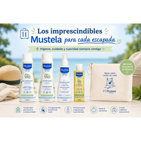 Pack Mustela imprescindibles para cada escapada con neceser exclusivo de regalo.