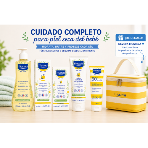 Pack Mustela Piel Seca + Nevera de Regalo | Hidratación y protección diaria para la piel del bebé
