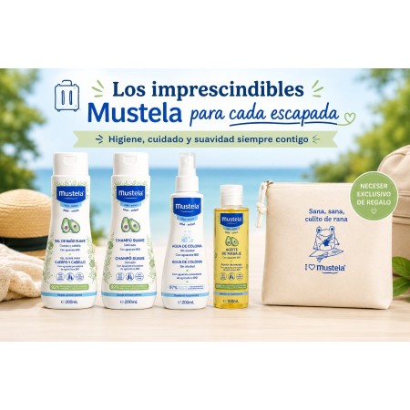 Pack Mustela imprescindibles para cada escapada con neceser exclusivo de regalo.