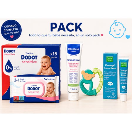 pack bebé super ahorro dodot sensitive mustela cicastela chamogel mordedor