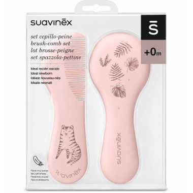 Set Cepillo y Peine Suavinex Rosa +0m – Cuidado suave y delicado para el cabello del recién nacido desde el primer día.