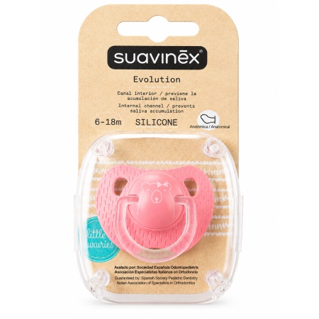 Chupete Suavinex Evolution Silicona Anatómica Rosa 6-18m