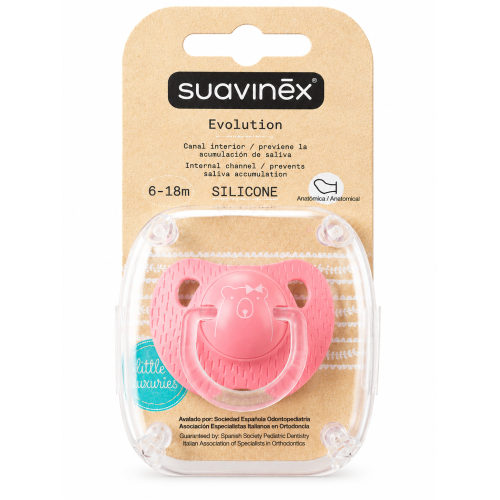 Chupete Suavinex Evolution Silicona Anatómica Rosa 6-18m