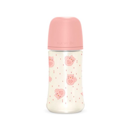 Pack Suavinex Rosa – Biberón SX Pro 270 ml, Chupete Anatómico 0-6m, Cadenita y Portachupete