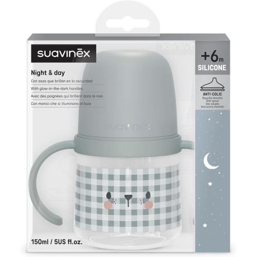 Pack Suavinex Bonhomía Verde – Vaso Silicona Anticólico, Chupete SX Pro 0-6m y Sujeta Chupetes de Tela