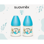 Pack 2 Biberones Suavinex 150 ml con tetina silicona flujo lento y diseño Abejita Azul