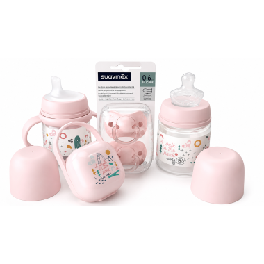 Pack Suavinex Rosa 0-6 Meses: alimentación, aprendizaje y confort para tu bebé.