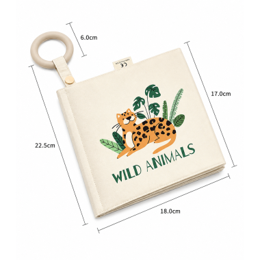 Libro Sensorial de Tela Wild Animals para Bebé – Estimulación Temprana, Texturas y Mordedor Integrado