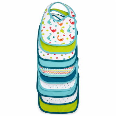 Set 10 Baberos Olmitos Algodón Doble Capa Suaves Velcro