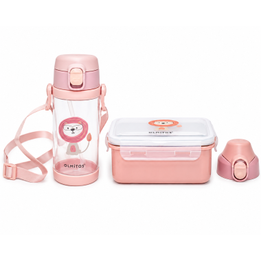 Set,  Botella 350 ml + Fiambrera 600 ml Olmitos Lion Hermético Bebé