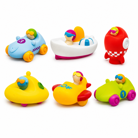 Bote con 6 juguetes de baño "birdies", de Olmitos