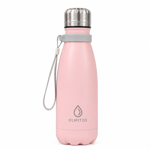 Botella Acero Inoxidable Olmitos Rosa 350 ml Infantil Resistente y Segura