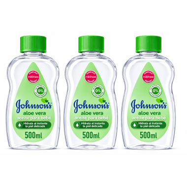 Aceite para Bebé Johnson's Aloe Vera 500 ml – Hidratación Instantánea y Suavidad para la Piel Delicada