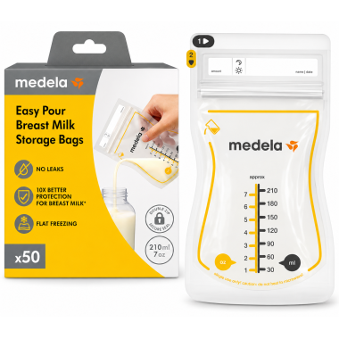Bolsas de Conservación de Leche Materna Medela Easy Pour 210 ml – Doble Cierre Antifugas Pack 50 Unidades