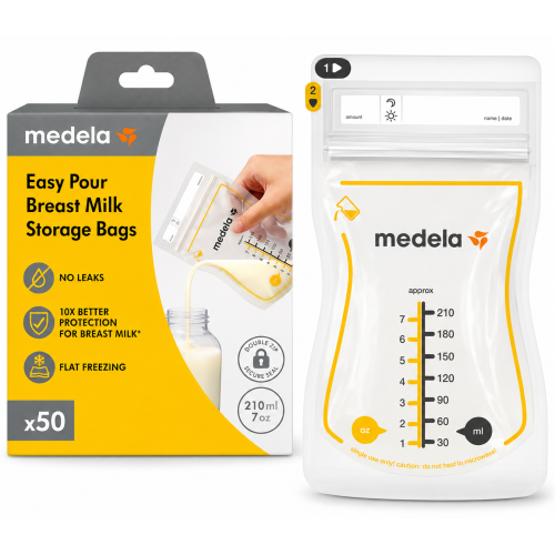 Bolsas de Conservación de Leche Materna Medela Easy Pour 210 ml – Doble Cierre Antifugas Pack 50 Unidades