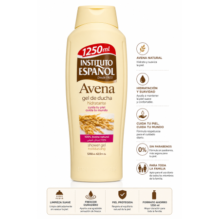 Gel de Ducha Hidratante con Avena Instituto Español 1250 ml | Suavidad y Cuidado para Piel Sensible