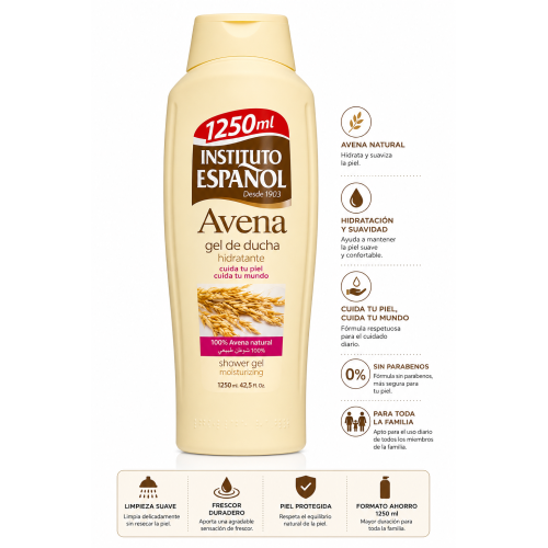 Pack Ahorro Gel de Ducha Hidratante con Avena Instituto Español 3 x 1250 ml | Cuidado Suave Familiar XXL