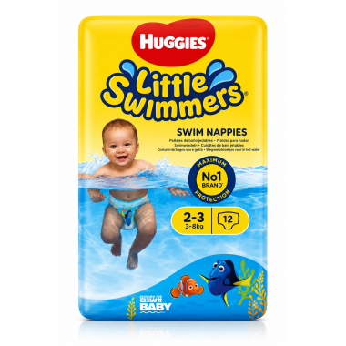 Huggies Little Swimmers Talla 2-3 (3-8 kg) 12 Pañales Bañador | Protección para el Agua y Máxima Comodidad