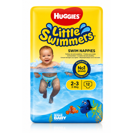 Huggies Little Swimmers Talla 2-3 (3-8 kg) 12 Pañales Bañador | Protección para el Agua y Máxima Comodidad