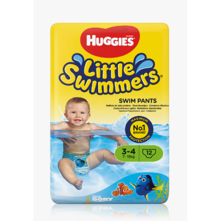 Huggies Little Swimmers Talla 3-4 (7-15 kg) 12 Pañales Bañador | Protección para Piscina y Playa