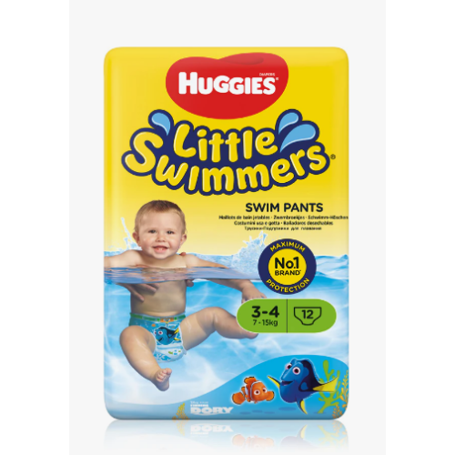 Huggies Little Swimmers Talla 3-4 (7-15 kg) 12 Pañales Bañador | Protección para Piscina y Playa