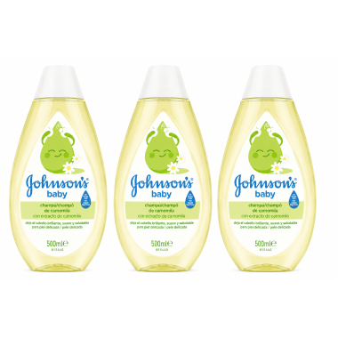 Champú de Camomila Johnson's Baby 3 x 500 ml | Cabello Suave, Brillante y Saludable