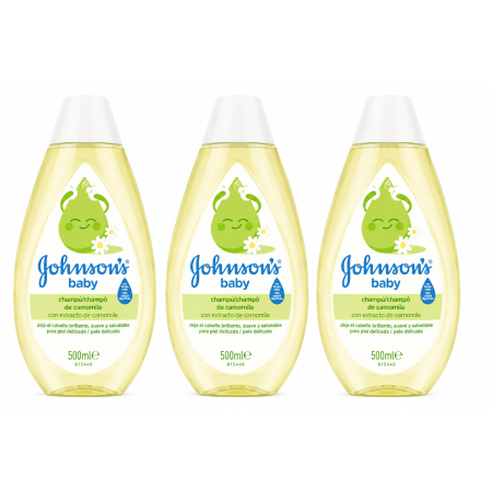 Champú de Camomila Johnson's Baby 3 x 500 ml | Cabello Suave, Brillante y Saludable