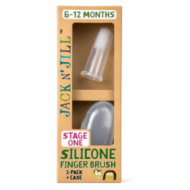 Cepillo Dental de Dedo de Silicona Jack N' Jill Stage One 2 Unidades + Estuche (6-12 Meses)