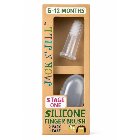 Cepillo Dental de Dedo de Silicona Jack N' Jill Stage One 2 Unidades + Estuche (6-12 Meses)