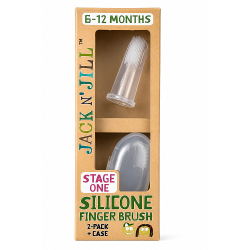 Cepillo Dental de Dedo de Silicona Jack N' Jill Stage One 2 Unidades + Estuche (6-12 Meses)