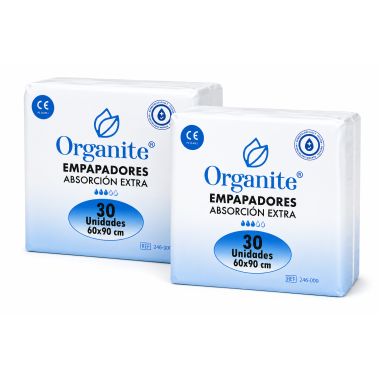 Organite Extra Empapadores 5 Capas 60x90 cm (2x30) 60 Uds| Máxima Absorción, Protección y Antifugas
