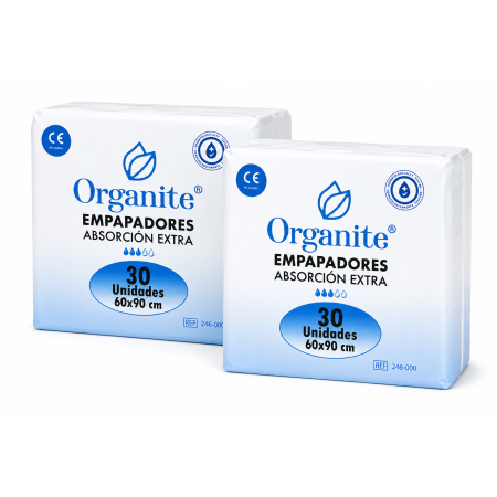 Organite Extra Empapadores 5 Capas 60x90 cm (2x30) 60 Uds| Máxima Absorción, Protección y Antifugas