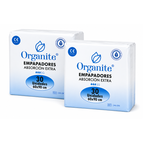 Organite Extra Empapadores 5 Capas 60x90 cm (2x30) 60 Uds| Máxima Absorción, Protección y Antifugas