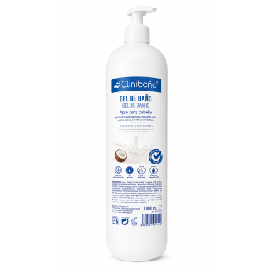 Clinibaño Gel de Baño y Cabello 1000 ml con dosificador pH neutro para pieles sensibles
