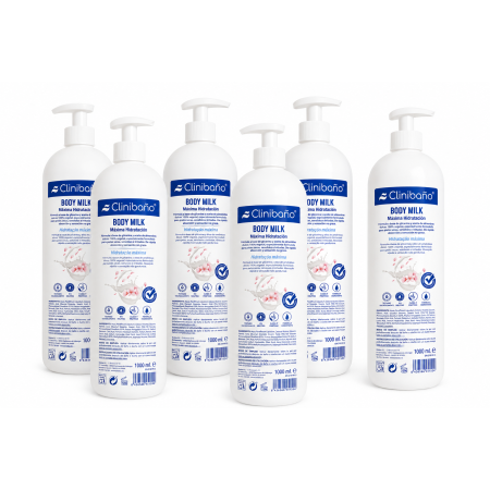 Pack ahorro 6x1000 ml Clinibaño Body Milk con dosificador para piel seca y sensible