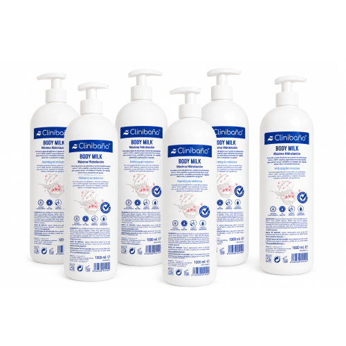 Pack ahorro 6x1000 ml Clinibaño Body Milk con dosificador para piel seca y sensible