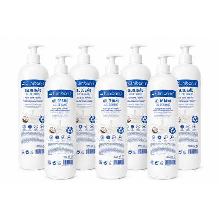 Clinibaño Gel de Baño y Cabello con Dosificador Pack Ahorro 6x1000 ml | pH Neutro para Pieles Sensibles