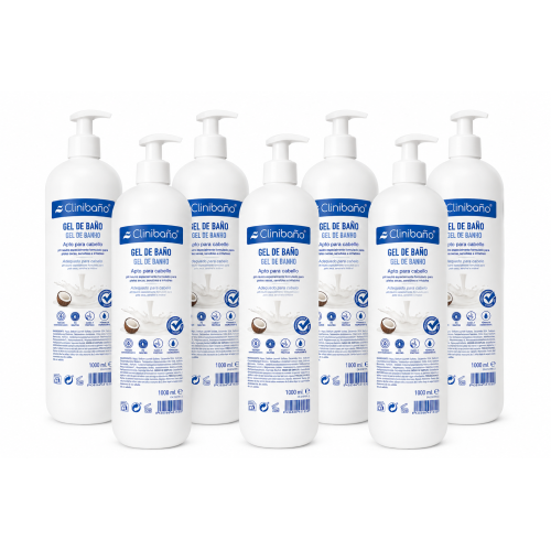 Clinibaño Gel de Baño y Cabello con Dosificador Pack Ahorro 6x1000 ml | pH Neutro para Pieles Sensibles