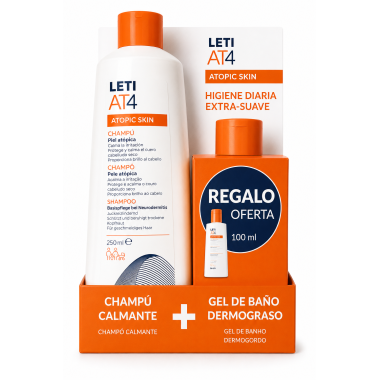 LETI AT4 Champú Calmante 250 ml + Gel Dermograso 100 ml Regalo