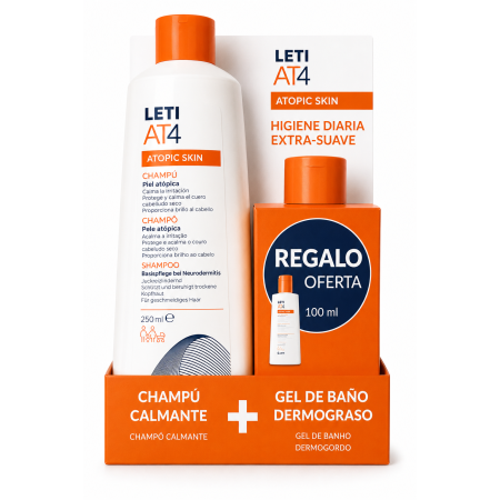 LETI AT4 Champú Calmante 250 ml + Gel Dermograso 100 ml Regalo