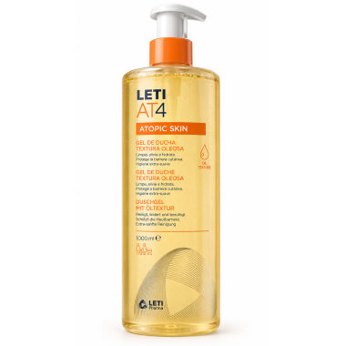 LETI AT4 Gel de Ducha Textura Oleosa 1000 ml | Higiene Extra Suave para Piel Atópica-Atopic Skin