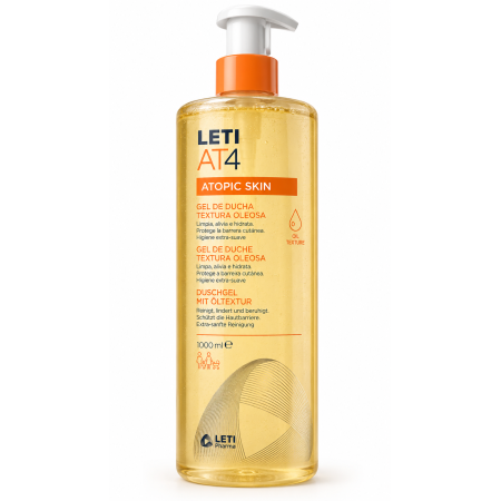 LETI AT4 Gel de Ducha Textura Oleosa 1000 ml | Higiene Extra Suave para Piel Atópica-Atopic Skin